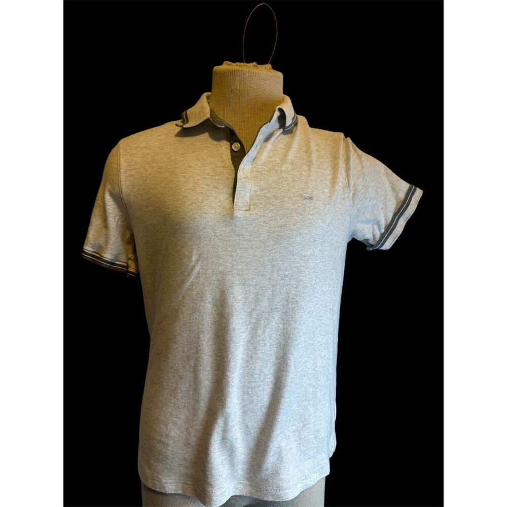 Michael Kors Men’s Polo Shirt Short Sleeves Sz M 3/4 Buttons Cotton Gray